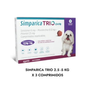 Simparica Trio 2.5 a 5KG 3 Unidades