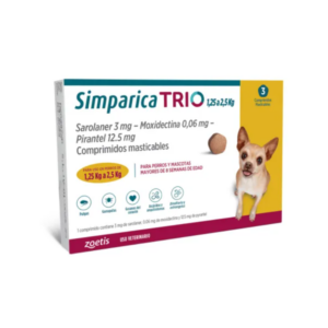 Simparica Trio 1.25 a 2.5KG 3 Unidades